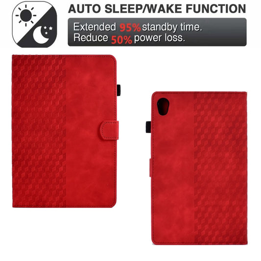 For Lenovo Tab M10 2nd TB-X306F/X306X Rhombus Embossed Leather Smart Tablet Case(Red) by bashfashion