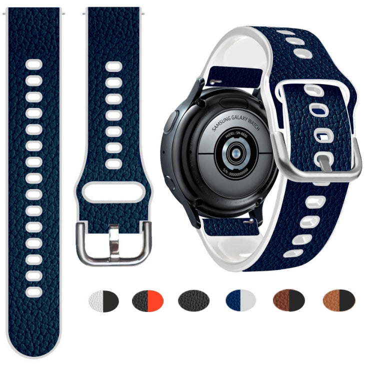 22mm Universal TPU Litchi Texture Leather Watch Band(White) by bashfashion