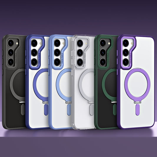 For Samsung Galaxy S23 5G Skin Feel MagSafe Shockproof Phone Case with Holder(Navy Blue) by bashfashion