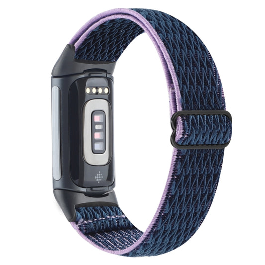 For Fitbit Charge 5 Buckle Wave Braided Nylon Watch Band(Indigo Blue) by bashfashion