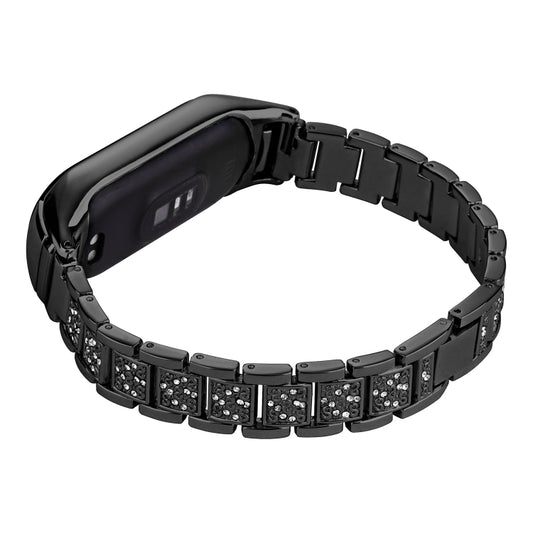 For Xiaomi Mi Band 6 / 5 Universal Three-beads Full Diamond Metal Watch Band(Black) by bashfashion