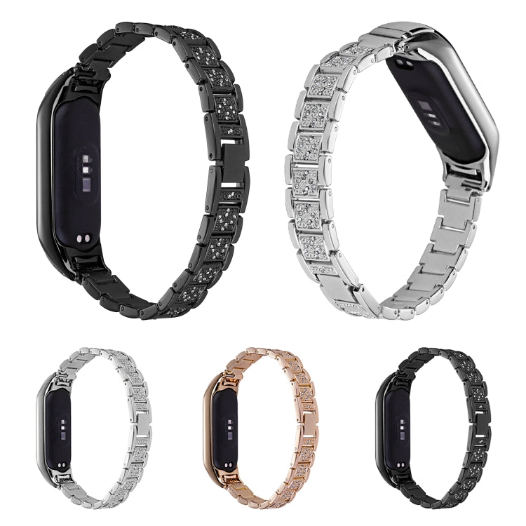 For Xiaomi Mi Band 4 / 3 Universal Three-beads Full Diamond Metal Watch Band(Black) by bashfashion