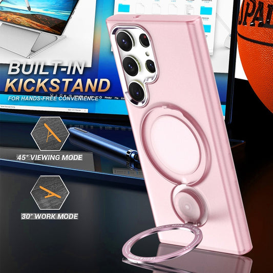 For Samsung Galaxy S23 Ultra 5G 360 Degree Rotation Holder MagSafe Magnetic Phone Case(Purple) by bashfashion