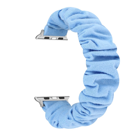 For Apple Watch Series 9&8&7 41mm / SE 3&SE 2&6&SE&5&4 40mm / 3&2&1 38mm Cloth + Stainless Steel Hair Ring Watch Band(Blue) by bashfashion
