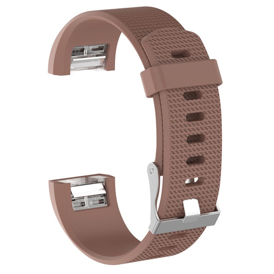 For Fitbit Charge 2 Common Texture Silicone Watch Band with Buckle, Size:L(Coffee) by bashfashion