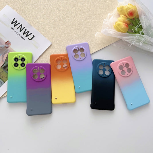 For Huawei Mate 50 Pro Frameless Skin Feel Gradient Phone Case(Green Blue) by bashfashion