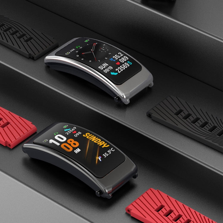 K20 1.14 inch Silicone Band Earphone Detachable Life Waterproof Smart Watch Support Bluetooth Call(Black Silver) by bashfashion