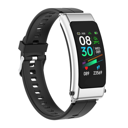 K50 1.08 inch Silicone Band Earphone Detachable IP67 Waterproof Smart Watch Support Bluetooth Call(Black Silver) by bashfashion