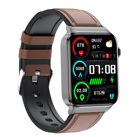 T50 1.85 inch Leather Band IP67 Waterproof Smart Watch Supports Voice Assistant / Health Monitoring(Brown) by bashfashion