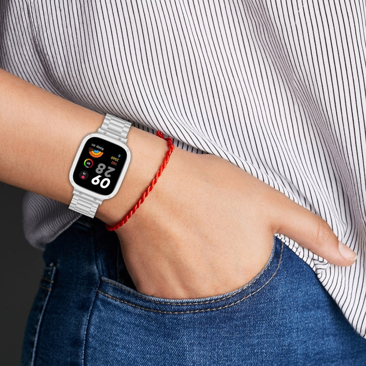 For Xiaomi Redmi Watch 3 / Mi Watch Lite 3 2 in 1 Three-bead Metal Watch Band with Watch Frame(Black) by bashfashion