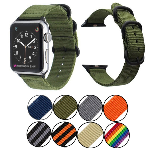 Black Buckle Canvas Watch Band For Apple Watch Ultra 49mm&Watch Ultra 2 49mm / Series 9&8&7 45mm / SE 3&SE 2&6&SE&5&4 44mm / 3&2&1 42mm(Rainbow) by bashfashion
