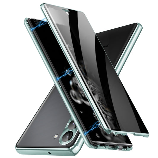 For Samsung Galaxy S23 5G Privacy Full Cover Magnetic Metal Tempered Glass Phone Case(Green) by bashfashion