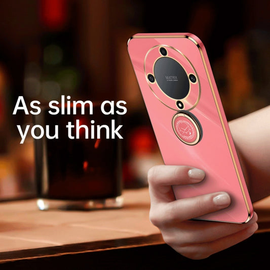 For Honor X9a 5G XINLI Straight Edge 6D Electroplate TPU Phone Case with Ring Holder(Black) by XINLI