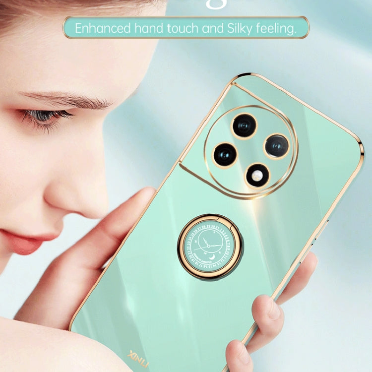 For OnePlus Ace 2 XINLI Straight Edge 6D Electroplate TPU Phone Case with Ring Holder(Celestial Blue) by XINLI