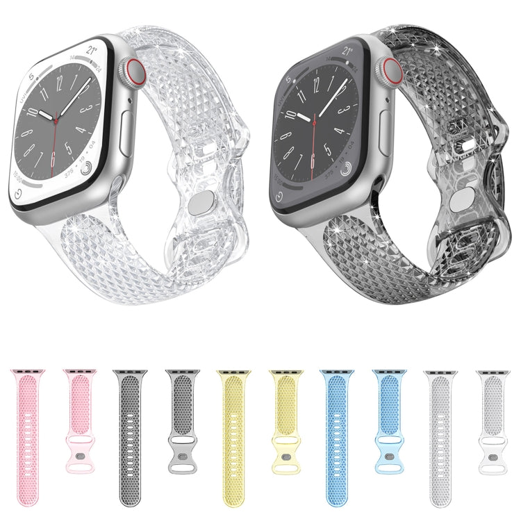 Diamond Pattern Clear TPU Watch Band For Apple Watch Series 9&8&7 41mm / SE 3&SE 2&6&SE&5&4 40mm / 3&2&1 38mm(Yellow) by bashfashion