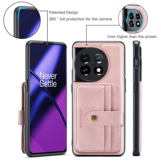 For OnePuls 11 JEEHOOD RFID Blocking Anti-Theft Magnetic PU Phone Case(Pink) by JEEHOOD