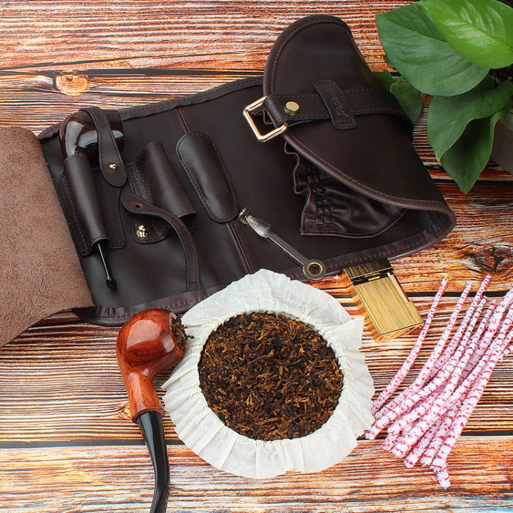FIREDOG CL08 Leather Pipe Tobacco Storage Bag(Brown Rope) by FIREDOG