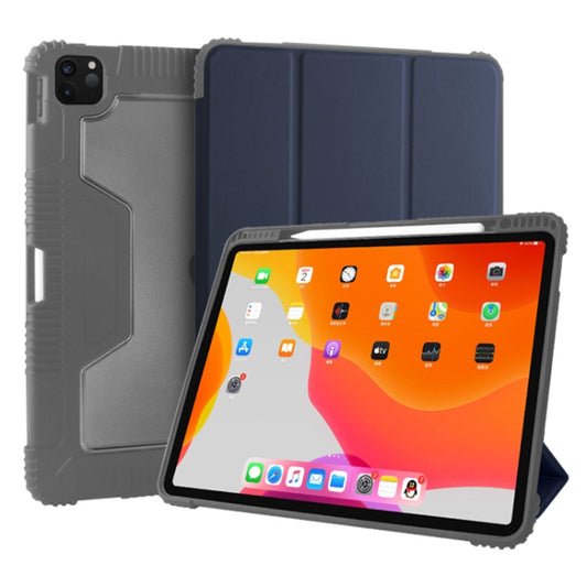 For iPad Pro 12.9 inch 2022 / 2021 / 2020 Mutural Horizontal Flip PC + TPU + PU Leather Tablet Case with Holder & Pen Slot(Dark Blue) by Mutural
