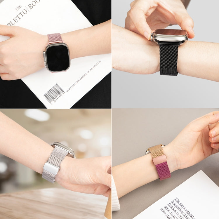 Milan Fold Buckle Metal Watch Band For Apple Watch Ultra 49mm&Watch Ultra 2 49mm / Series 9&8&7 45mm / SE 3&SE 2&6&SE&5&4 44mm / 3&2&1 42mm(Pink) by bashfashion