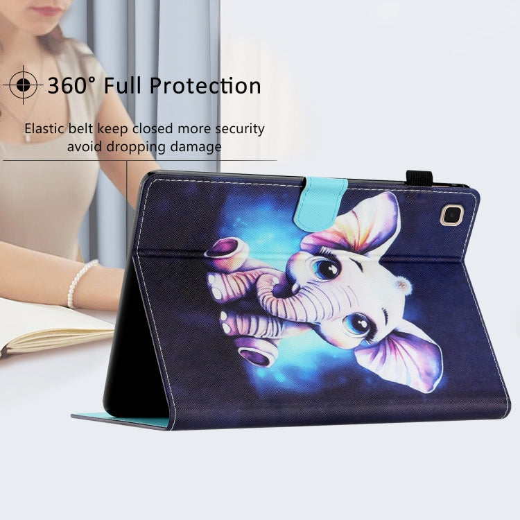 For Samsung Galaxy Tab S6 Lite P610/615 Coloured Drawing Stitching Smart Leather Tablet Case(Elephant) by bashfashion