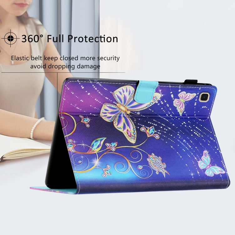 For Samsung Galaxy Tab A7 Lite T220/T225 Coloured Drawing Stitching Leather Tablet Case(Butterfly) by bashfashion