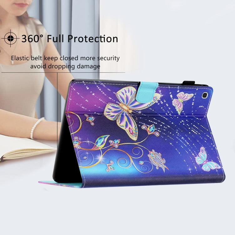 For Samsung Galaxy Tab A 10.1 2019 T510/T515 Coloured Drawing Stitching Leather Tablet Case(Butterfly) by bashfashion