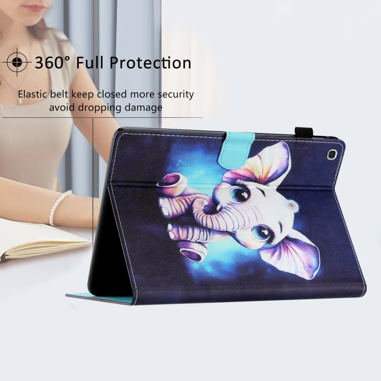 For Samsung Galaxy Tab A 10.1 2019 T510/T515 Coloured Drawing Stitching Leather Tablet Case(Elephant) by bashfashion