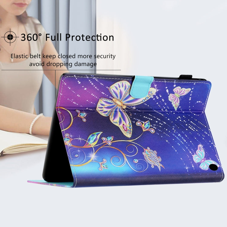For Amazon Fire HD 8 / HD 8 Plus 2022 Coloured Drawing Stitching Smart Leather Tablet Case(Butterfly) by bashfashion