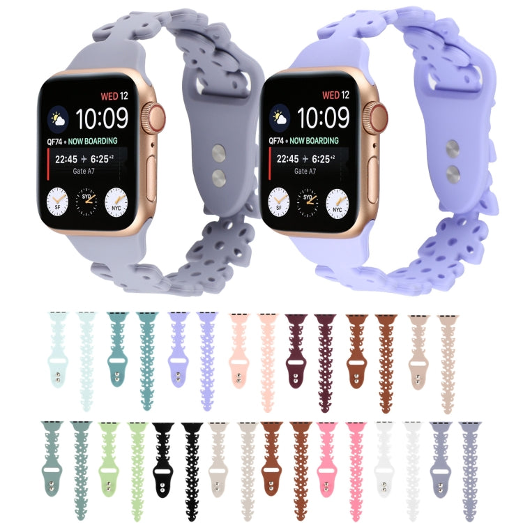 Butterfly Hollow Silicone Watch Band For Apple Watch Ultra 49mm&Watch Ultra 2 49mm / Series 9&8&7 45mm / SE 3&SE 2&6&SE&5&4 44mm / 3&2&1 42mm(Rose Pink) by bashfashion