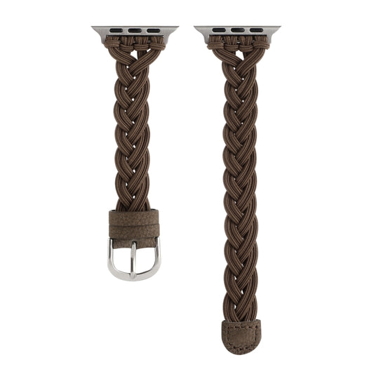 Single Elastic Nylon Braid Watch Band For Apple Watch Ultra 49mm&Watch Ultra 2 49mm / Series 9&8&7 45mm / SE 3&SE 2&6&SE&5&4 44mm / 3&2&1 42mm(Brown) by bashfashion