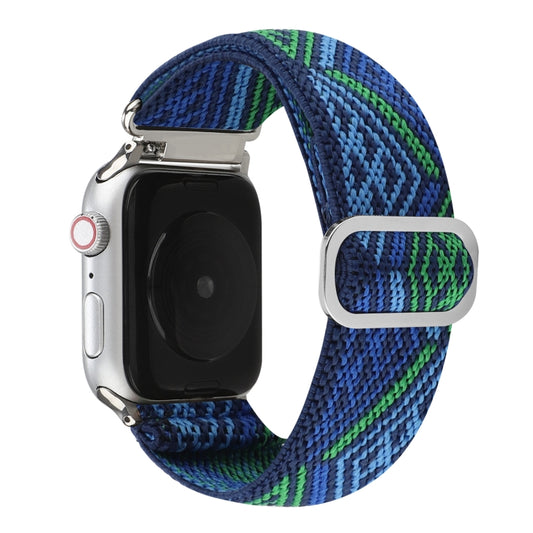 For Apple Watch Ultra 49mm&Watch Ultra 2 49mm / Series 9&8&7 45mm / SE 3&SE 2&6&SE&5&4 44mm / 3&2&1 42mm Buckle Elastic Nylon Watch Band(Dark Blue) by bashfashion