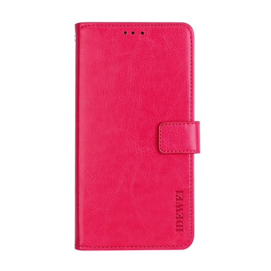 For T-Mobile REVVL 6 5G idewei Crazy Horse Texture Leather Phone Case with Holder(Rose Red) by idewei