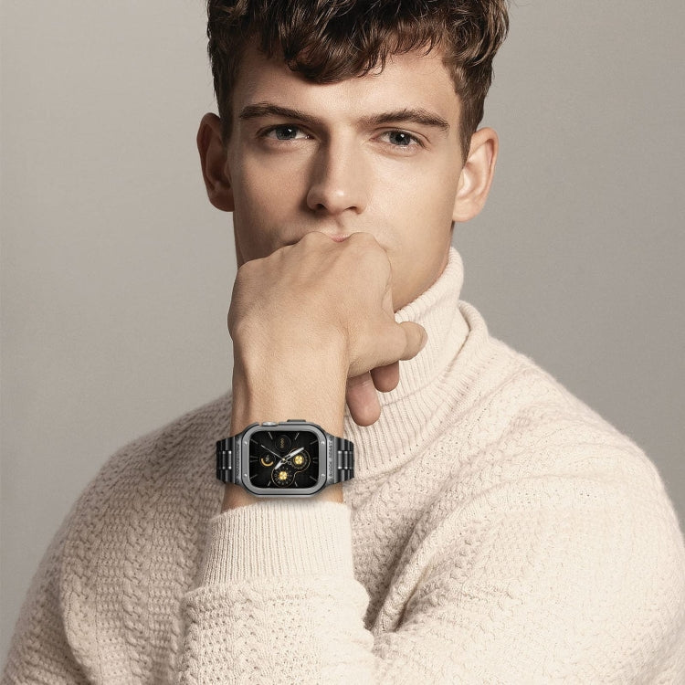 Metal Integrated Watch Protective Case For Apple Watch Series SE 2025&6&SE&5&4 44mm(Grey) by bashfashion