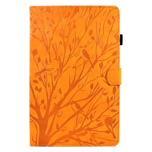 For Samsung Galaxy Tab S6 Lite Fortune Tree Pressure Flower PU Tablet Case with Wake-up / Sleep Function(Khaki) by bashfashion