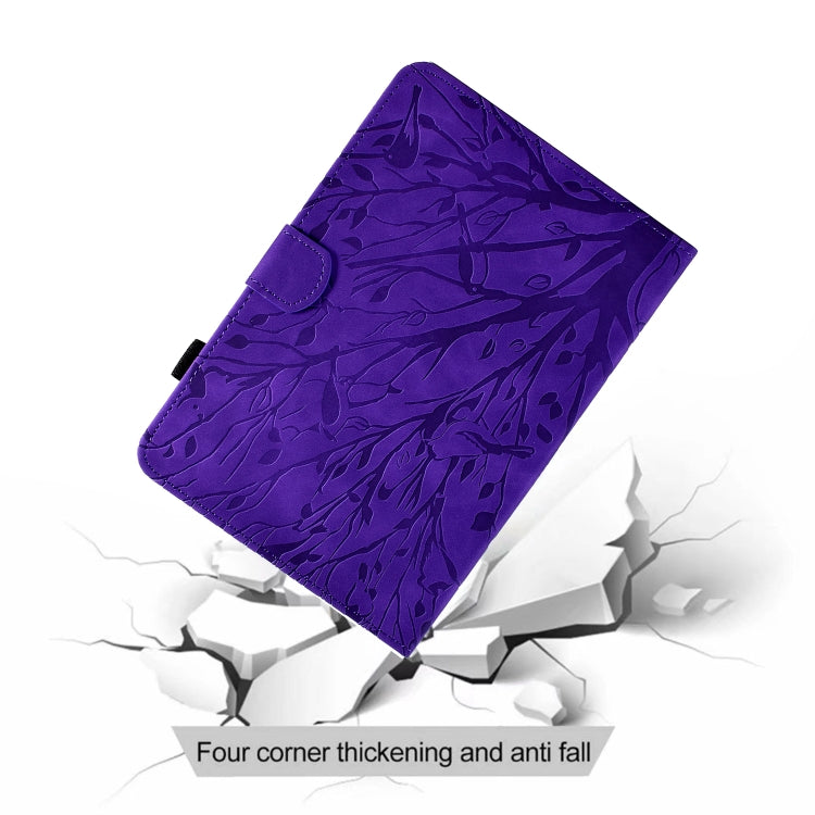 For Samsung Galaxy Tab A7 Lite Fortune Tree Pressure Flower PU Tablet Case(Purple) by bashfashion