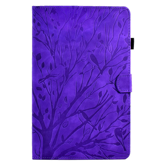 For Samsung Galaxy Tab A7 2020 Fortune Tree Pressure Flower PU Tablet Case with Wake-up / Sleep Function(Purple) by bashfashion