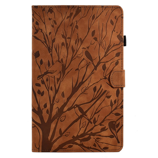 For Samsung Galaxy Tab A 10.1 2016 Fortune Tree Pressure Flower PU Tablet Case with Wake-up / Sleep Function(Brown) by bashfashion