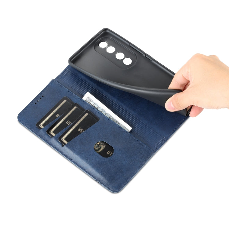 For Honor 90 AZNS Magnetic Calf Texture Flip Leather Phone Case(Dark Blue) by AZNS