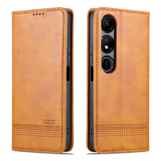 For Honor Play 40 AZNS Magnetic Calf Texture Flip Leather Phone Case(Light Brown) by AZNS