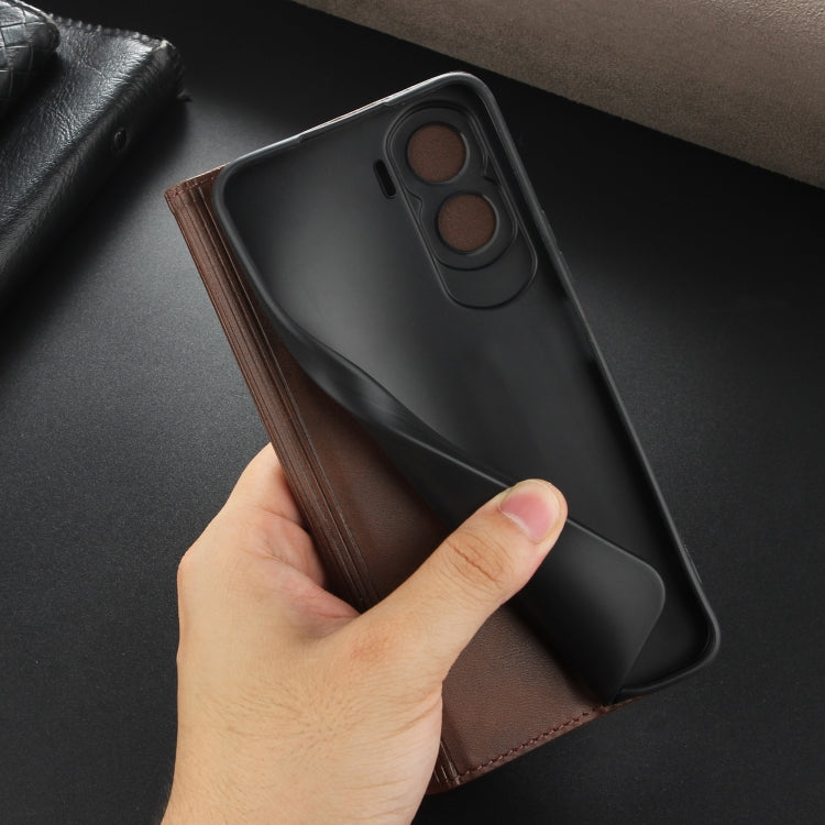 For Honor X50i/90 Lite AZNS Magnetic Calf Texture Flip Leather Phone Case(Dark Brown) by AZNS