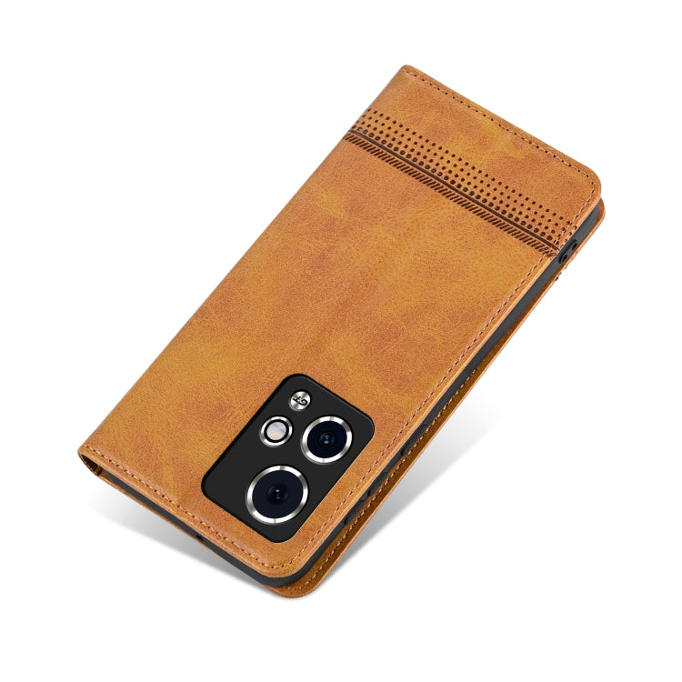 For Honor 90 GT AZNS Magnetic Calf Texture Flip Leather Phone Case(Light Brown) by AZNS