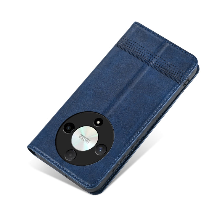 For Honor Magic6 Lite 5G/X9b AZNS Magnetic Calf Texture Flip Leather Phone Case(Dark Blue) by AZNS
