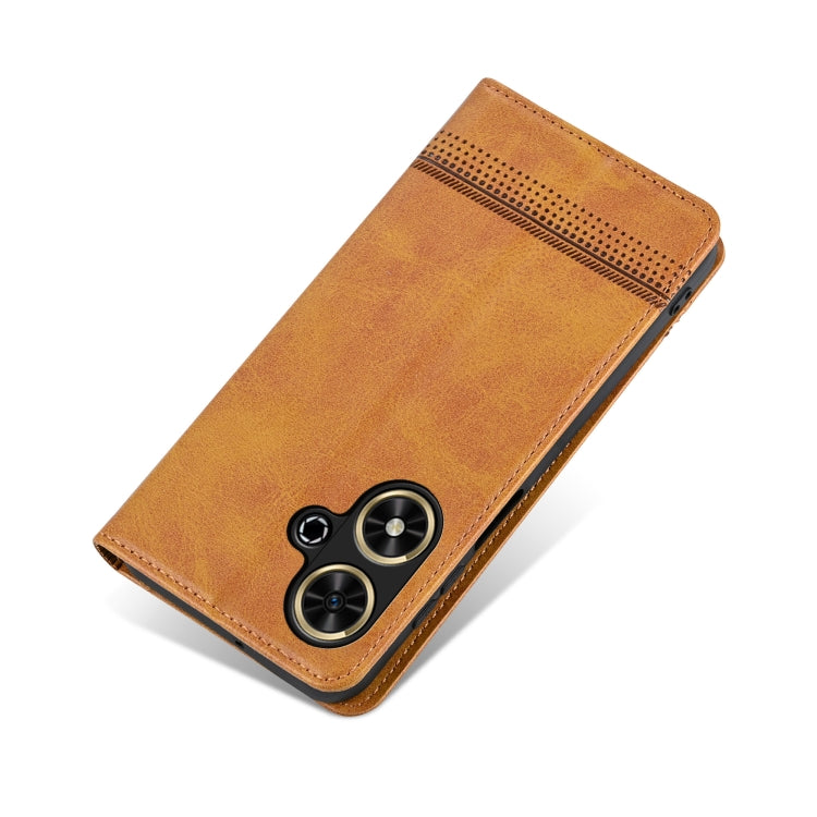 For Honor Play 50/Play 50m 5G AZNS Magnetic Calf Texture Flip Leather Phone Case(Light Brown) by AZNS