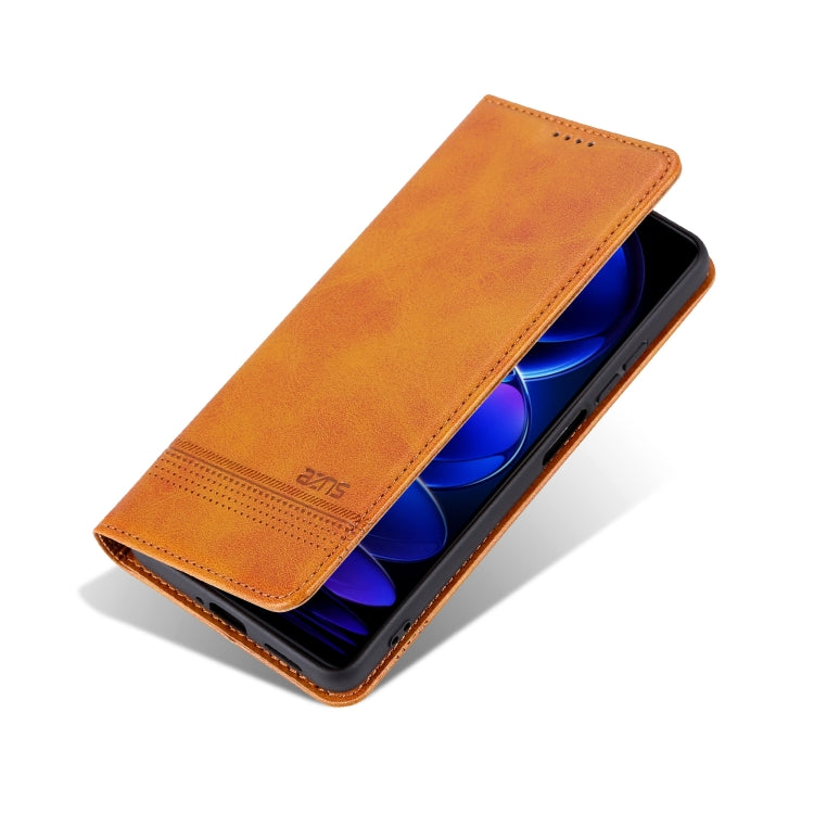 For Honor 200 Lite Global AZNS Magnetic Calf Texture Flip Leather Phone Case(Light Brown) by AZNS