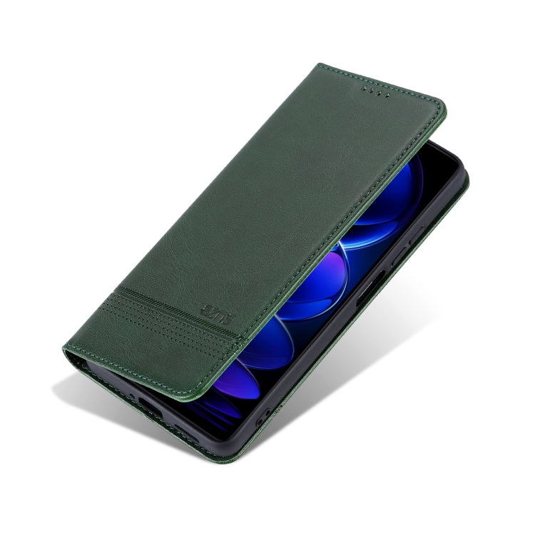 For Honor 200 Lite Global AZNS Magnetic Calf Texture Flip Leather Phone Case(Dark Green) by AZNS