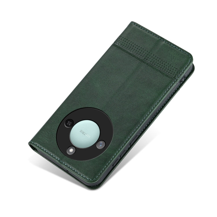 For Honor X60 AZNS Magnetic Calf Texture Flip Leather Phone Case(Dark Green) by AZNS