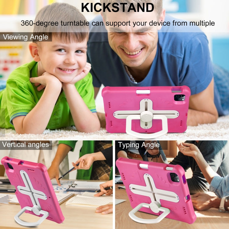 Shield 360 Rotation Handle EVA Shockproof PC Tablet Case For iPad Air 11 2024/Pro 11 2018/2020/2021/Air 4/Air 5 10.9(Rose Red Beige) by bashfashion