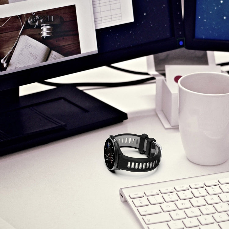 For Amazfit GTR Mini 20mm Cross Texture Two Color Silicone Stainless Steel Buckle Watch Band(White Blue) by bashfashion