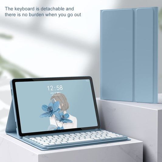 For Lenovo Tab M10 Plus 10.6 3rd Gen 2022 YM-LX106 Round Key Detachable Bluetooth Tablet Keyboard Leather Case with Mouse(Blue) by bashfashion