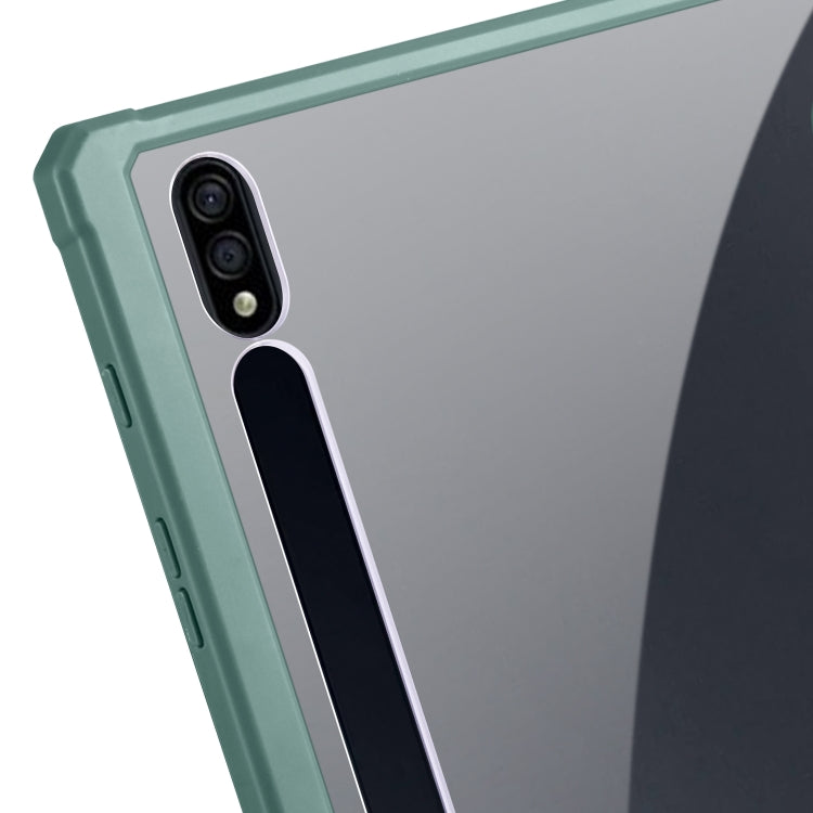 For Samsung Galaxy Tab S8 Ultra Acrylic 3-folding Smart Leather Tablet Case(Deep Green) by bashfashion